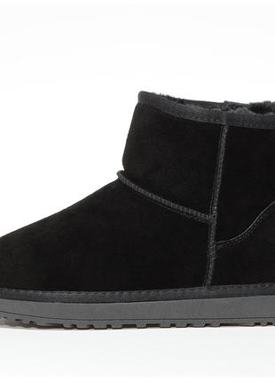 Женские зимние UGG Mini Black Classic, черные замшевые угги ми...