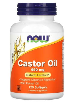 Касторовое масло, 650 мг, Castor Oil, Now Foods, 120 гелевых к...