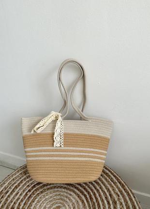 Плетена сумка шопер, пляжна сумка