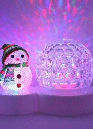 Лампа на поставке шар+снеговик новогодний rgb (rd5001)