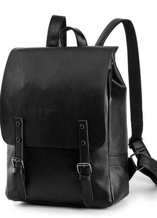 Винтажный мужской рюкзак эко кожа черный