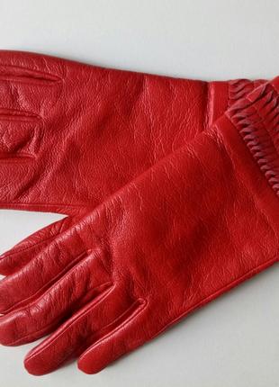 Перчатки кожаные красные (женские)