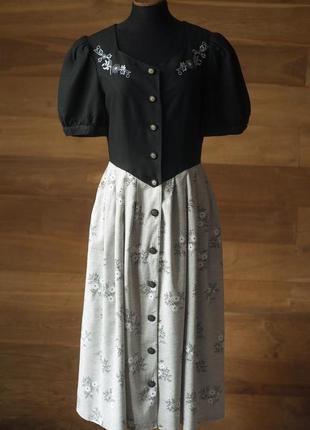 Винтажное черное австрийское платье миди женское, размер xs, s