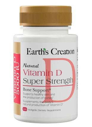 Витамины и минералы Earth‘s Creation Vitamin D 5000 IU, 100 ка...