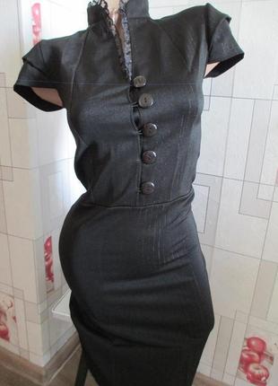 Облегающее черное платье в готическом стиле xxs-xs