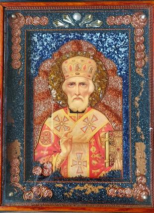 Икона из янтаря Николая Чудотворца