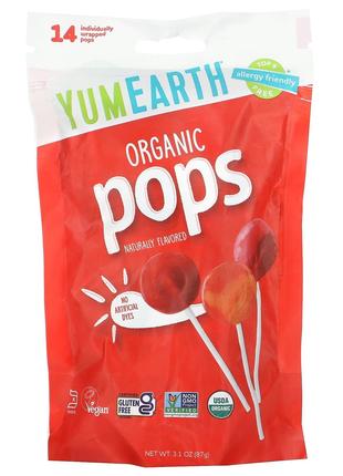 Органические леденцы YumEarth organic pops ассорти на палочке ...