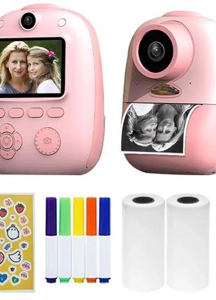 Мини фотоаппарт детский с моментальной печатью Pink/Розовая