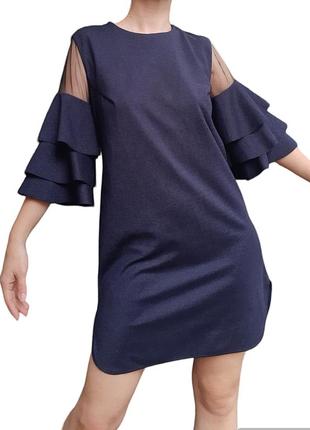 Платье latoria р 38/46/s со вставками сетки темно-синее