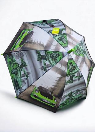 Зонтик трость детский полуавтомат для мальчика с машинками от ...