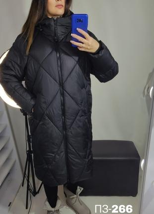 Женское зимнее пальто ОВЕРСАЙЗ в чёрном цвете / размер L (48-50)