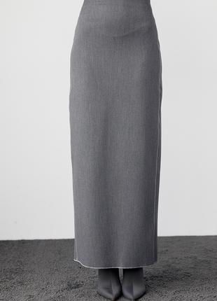 Длинная юбка-карандаш с высоким разрезом - серый цвет, L