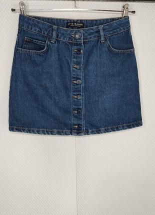 Трендовая классная джинсовая юбка плотная на пуговицах