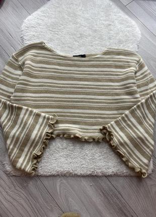 Вкорочений светр оверсайз з широкими рукавами кофта