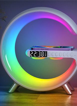 Настольная лампа RGB-G беспроводная зарядка, колонка White