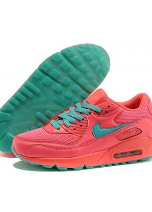 Женские розово-бирюзовые кроссовки nike air max 90 - nd023