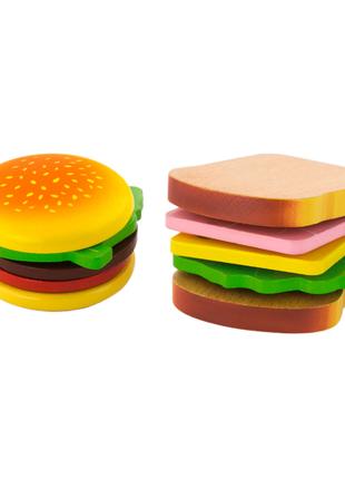 Игрушечные продукты Viga Toys Деревянные гамбургер и сэндвич (...