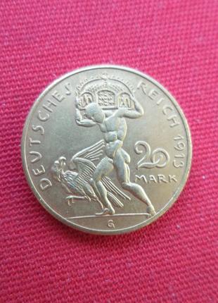 Німеччина Прусія 20 марок 1913 рік муляж золотої рідкої монети...