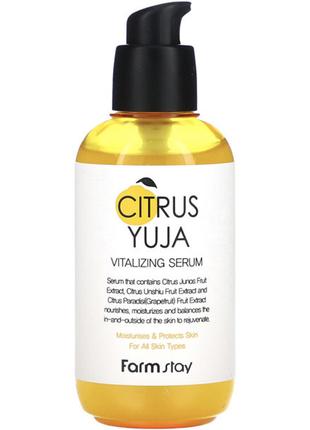 Cыворотка для лица с экстрактом юдзу FarmStay Citrus Yuja Vita...