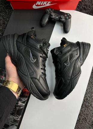 Зимние мужские кроссовки nike m2k tekno mid all black fur