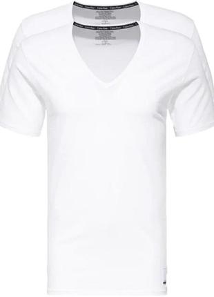 Комплект 2 шт. мужская белая повседневная футболка calvin klei...