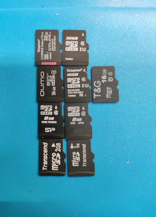 Картка пам'яті MicroSD на 1, 2, 8, 16 Gb проверяні та працюють