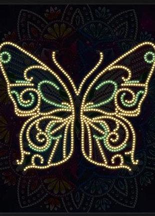 Алмазна вишивка світна вночі Метелик квіти 25*25 см алмазна мо...