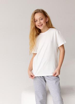 Базовая детская однотонная футболка белого цвета р.122 420877