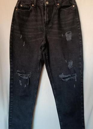 Primark чорні джинси мом рвані р.40/м