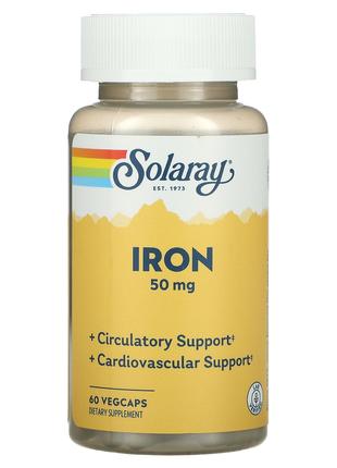 Хелатное железо 50 мг Solaray Iron алканокислота поддерживает ...