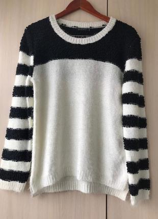 Черно-белый свитер с ворсом, свитер травка alcott / l