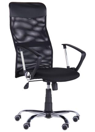 Кресло офисное компьютерное из сетки AMF Ultra Хром черное с м...