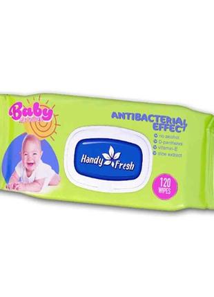 Вологі серветки для дітей 120 клапан Baby Antibac (зелена) ТМ ...