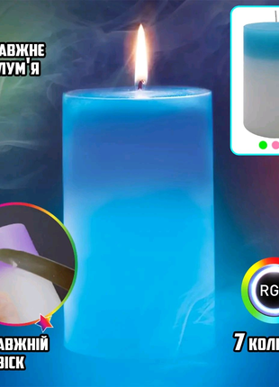Декоративная восковая свеча с эффектом пламенем и LED подсветкой