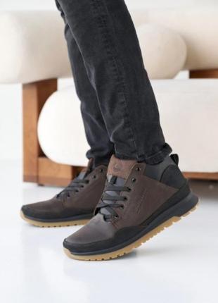 Шкіряні зимові кросівки emirro чорні, коричневі