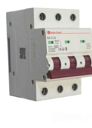 Автоматичний вимикач 3 полюси 32 A EH-3.32 ТМ ELECTROHOUSE