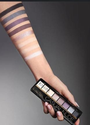 Eveline casual nude eyeshadow palette тестер палітри тіней