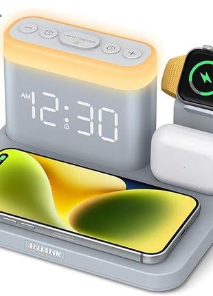 Anjark Зарядная станция 5-в-1 для Apple Watch и iPhone с будил...