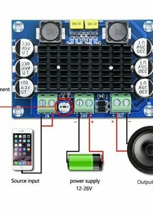 Усилитель мощности, сабвуфер 100 W. Моно. DC 12-26V. Саб аудио...