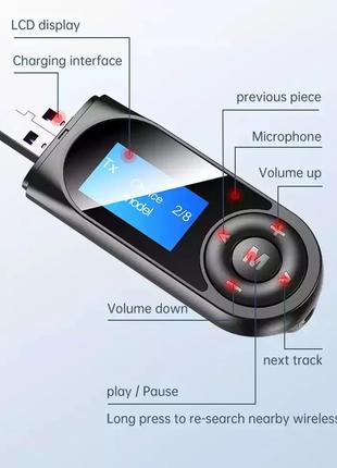 USB адаптер Bluetooth 5,0 аудио приемник передатчик AUX 3,5 мм...