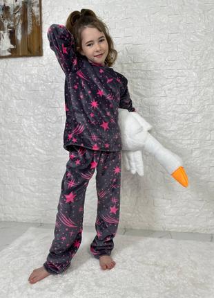 Детская пижама двойка цвет баклажан принт звездочка р.110/116 ...