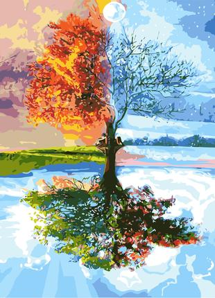 Картина по номерам Kontur 40×50 см. Дерево Времена года DS0402