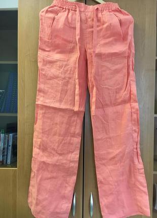 Новые лляные брюки кораллового цвета