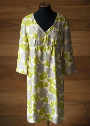 Шелковое зеленое платье миди женское boden, размер m, l