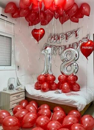 Набір повітряних кульок на день народження червона.