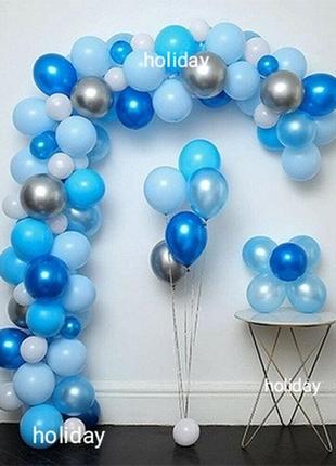 Арка з повітряних кульок блакитних та хром срібло. розмір -3.5...