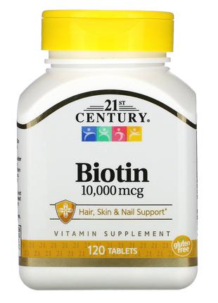 Біотин, 10 000 мкг, 120 таблеток 21st Century