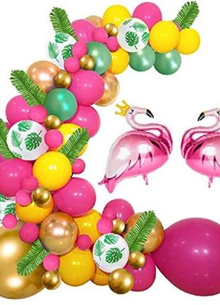 Арка з повітряних кульок на день народження з фламінго.
