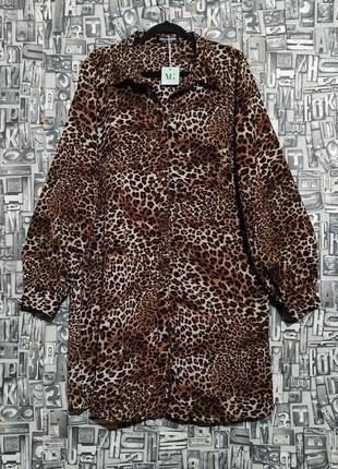 Новое леопардовое платье-рубашка, длинная рубашка, fashion union.