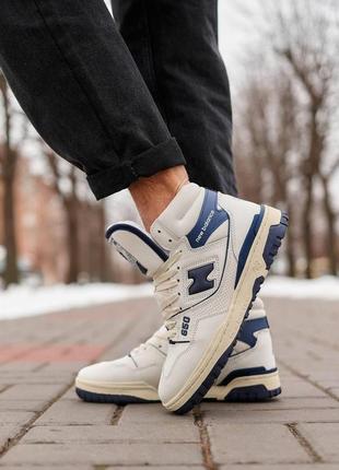 New balance 650 high white blue fur